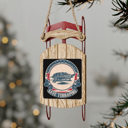 Save terrapins vintage Sled Ornaments