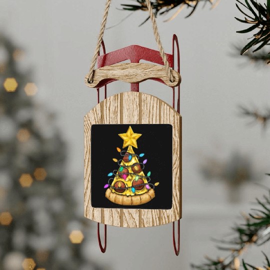 Christmas Pizza Christmas Light Sled Ornaments