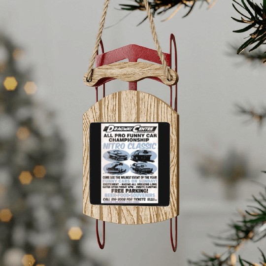 Vintage Hot Rod Classic Drag Racing Poster Sled Ornaments