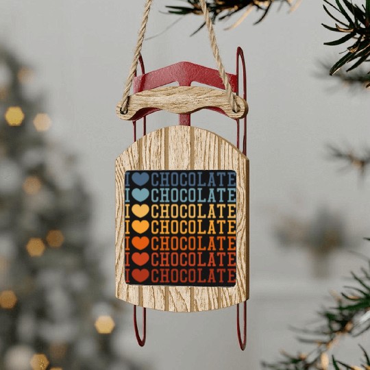 I Love Chocolate Retro Vintage Sled Ornaments
