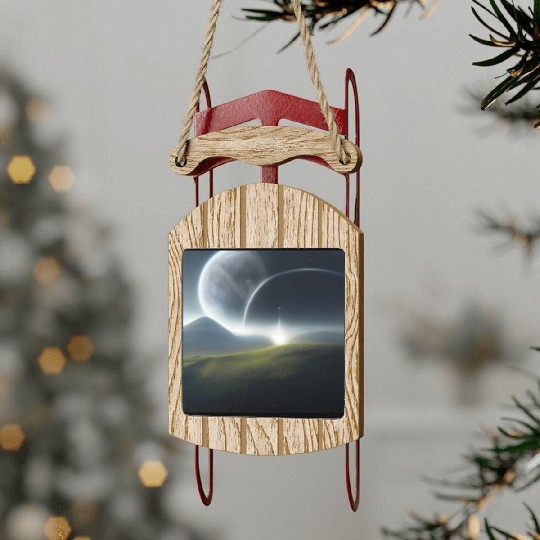 Green planet Sled Ornaments