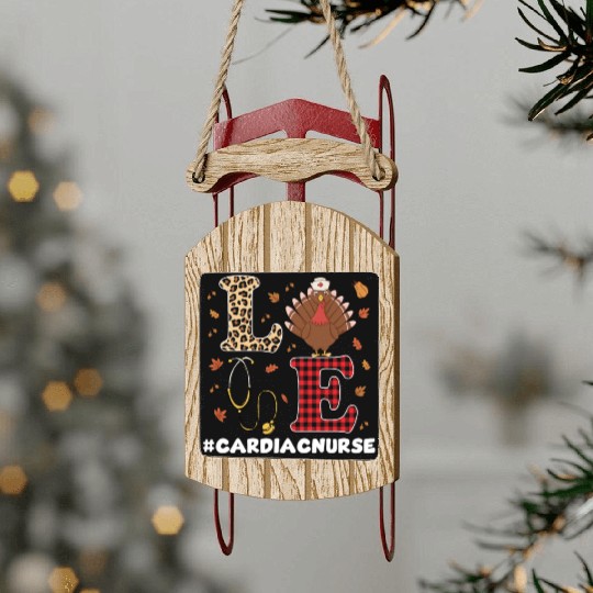 Thanksgiving Cardiac Nurse Costume Sled Ornaments