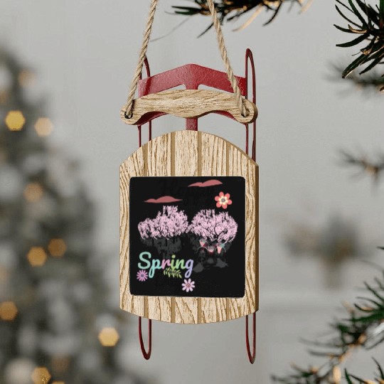 Seasons Greetings for Spring, Happy Spring Graphic Sled Ornaments