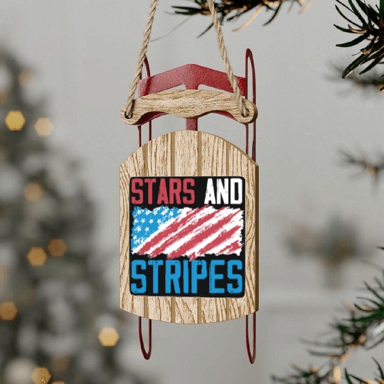 Stars And Stripes America USA Flag 4th Of July Sled Ornaments