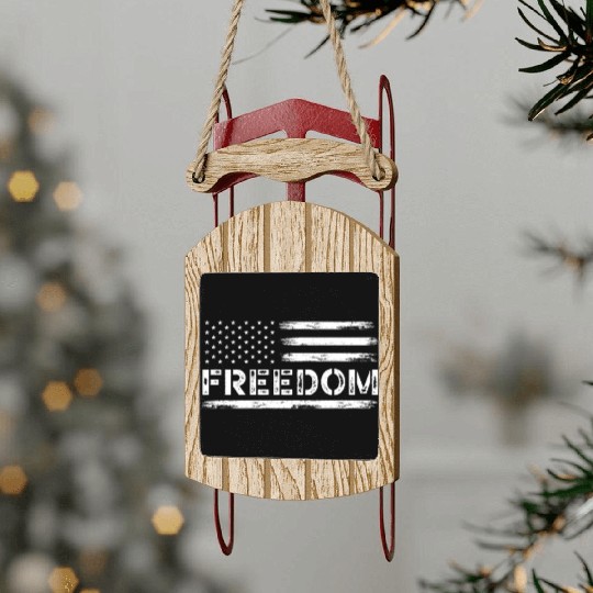 Patriotic America USA Flag 4th Of July American Sled Ornaments