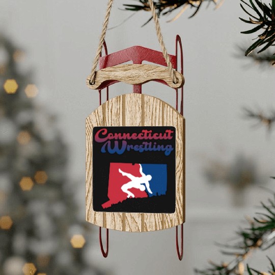 Connecticut Wrestling Sled Ornaments