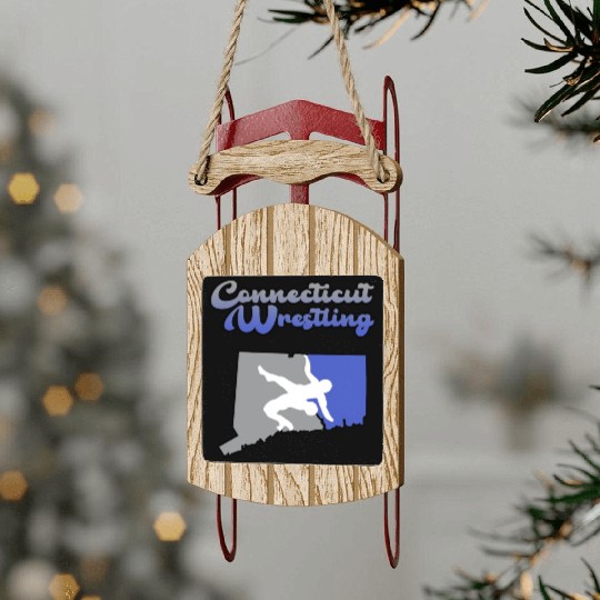 Connecticut Wrestling Sled Ornaments