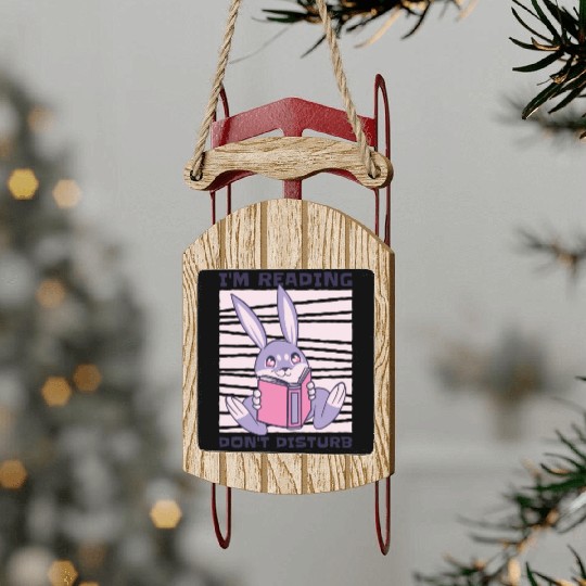 Studying Rabbit Lover Reading Books Student Sled Ornaments