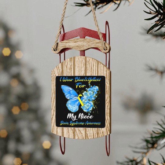 Kids I Wear Blue Yellow For My Niece Down Syndrom Sled Ornaments