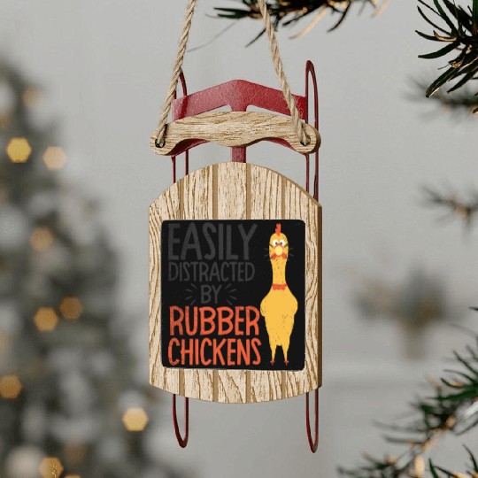 Rubber Chicken Enthusiast Loud Scream Yellow Sled Ornaments