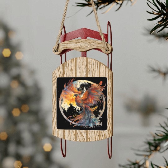 Fire Phoenix Watercolor Clipart Sled Ornaments