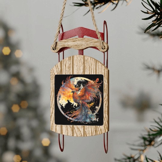 Fire Phoenix Watercolor Clipart Sled Ornaments