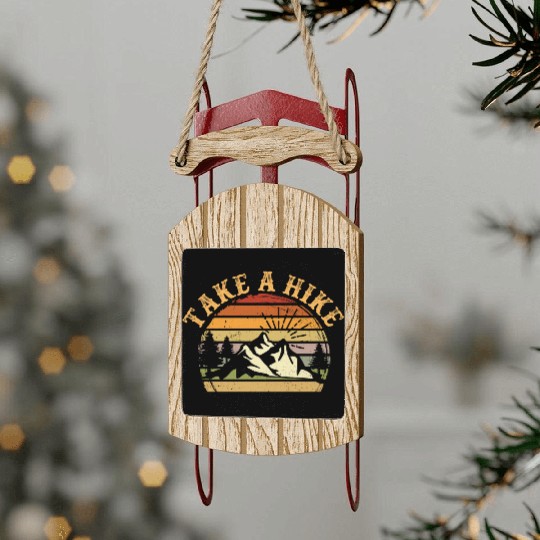 Take A Hike Retro Hiker Outdoors Camping Nature Sled Ornaments