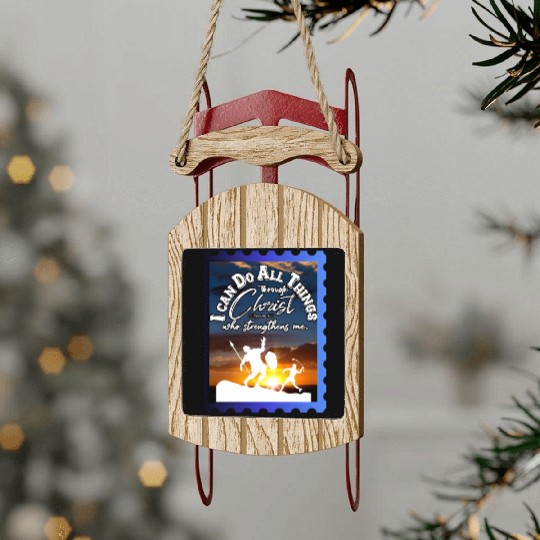 I Can Do All Things Through Christ.Bible, Sunset Sled Ornaments