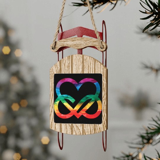 Infinite Love Rainbow Heart LGBTQ Pride Heart Sled Ornaments