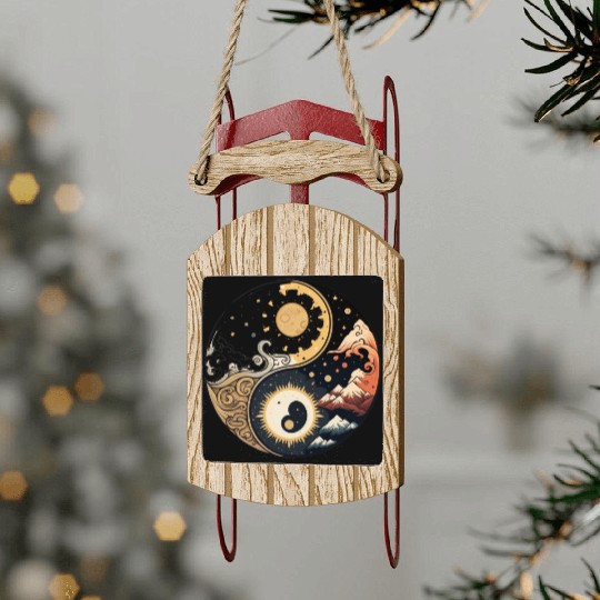 Sun and moon yin yang Sled Ornaments