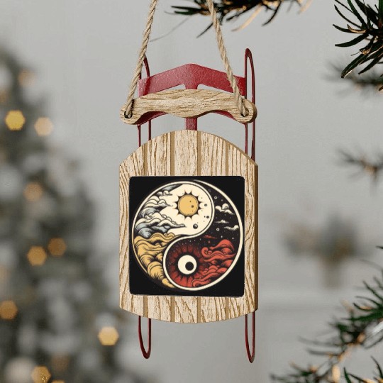 Sun and moon yin yang Sled Ornaments