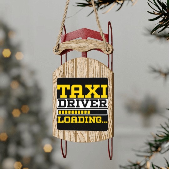 Taxi Driver Loading Taxicab Cab Driver Cabbie Sled Ornaments