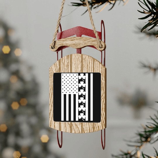 St Patricks Day American Flag Sled Ornaments