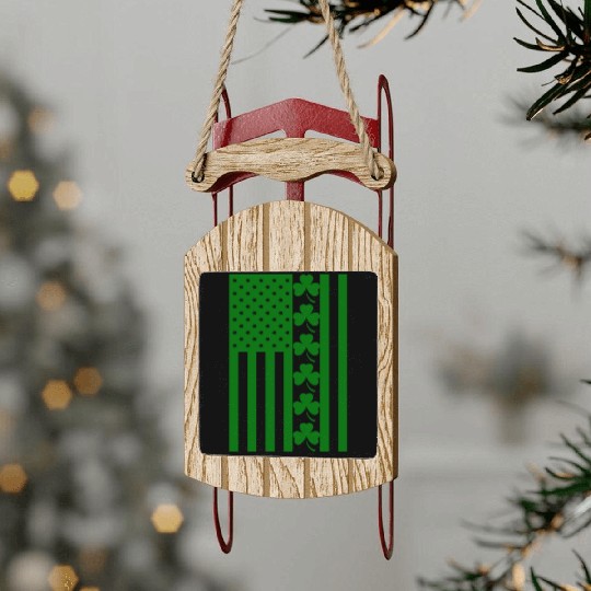 St Patricks Day American Flag Sled Ornaments