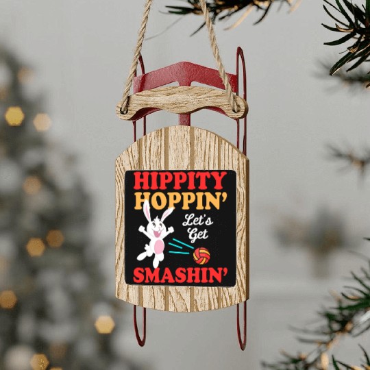 Easter Volleyball Bunny Holiday Rabbit Sport Sled Ornaments