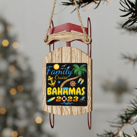 Family Cruise Bahamas 2023 Matching Group Summer Sled Ornaments