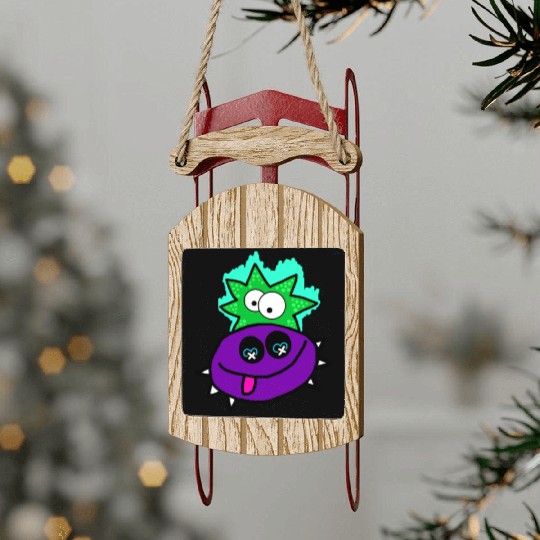 Purple Vibe Star Cartoon Design Sled Ornaments