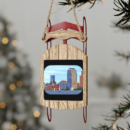 Manhattan NY - Boats By Manhattan Skyline Sled Ornaments