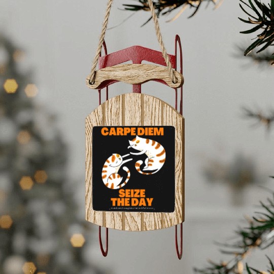 Cats Lover Carpe Diem Seize The Day Sled Ornaments