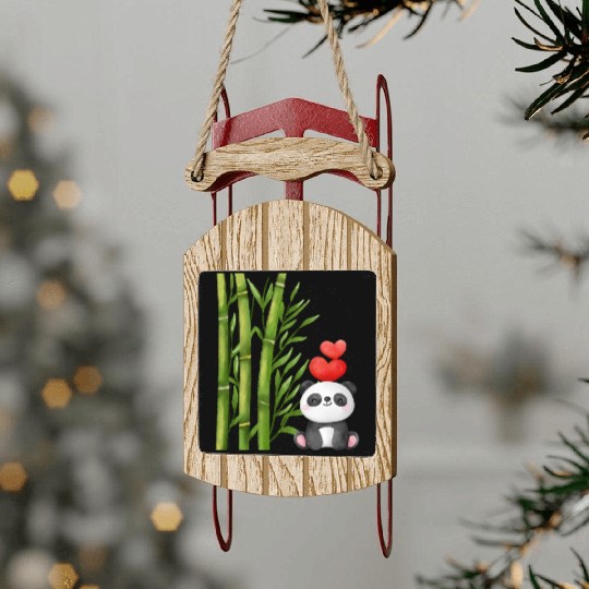 Bamboo Panda Sled Ornaments