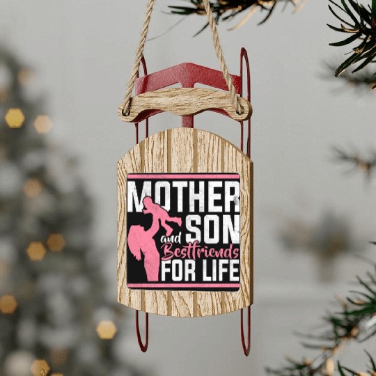 Mother And Son Sled Ornaments