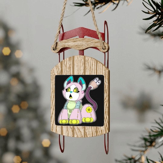 Cat As Robot Sled Ornaments
