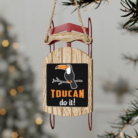 Toucan Do It Bird Watcher Watching Retro Toucans Sled Ornaments