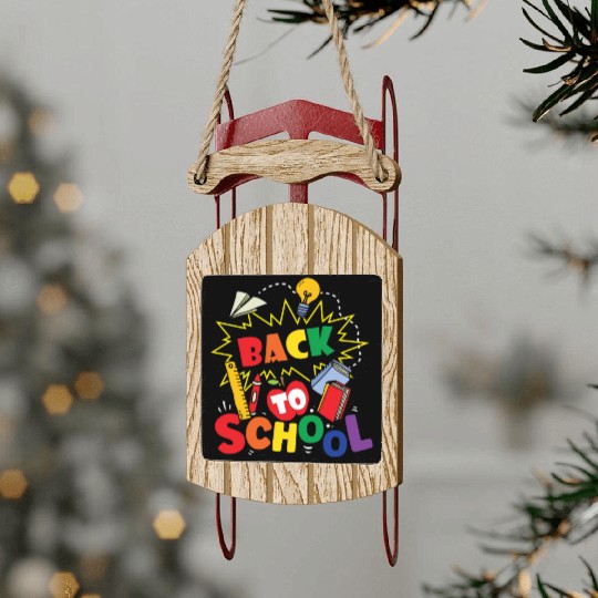 Back To School Grade Pupil Teacher Sled Ornaments