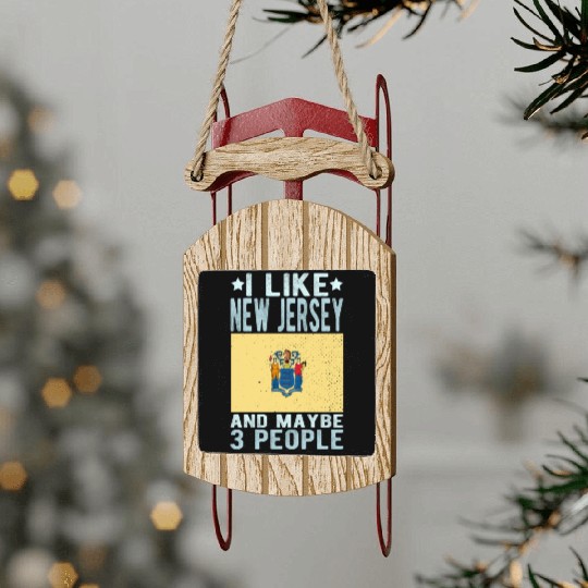 New Jersey Flag US State Sled Ornaments