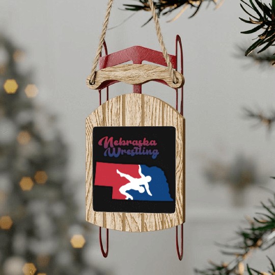 Nebraska Wrestling (USA Colors) Sled Ornaments