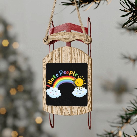 Cute Sun And Cloud I Hate People Sled Ornaments