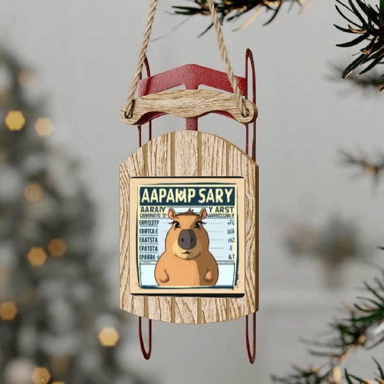 Wanted for 93 Felonies Na Capybara Mugshot Outlaw Sled Ornaments