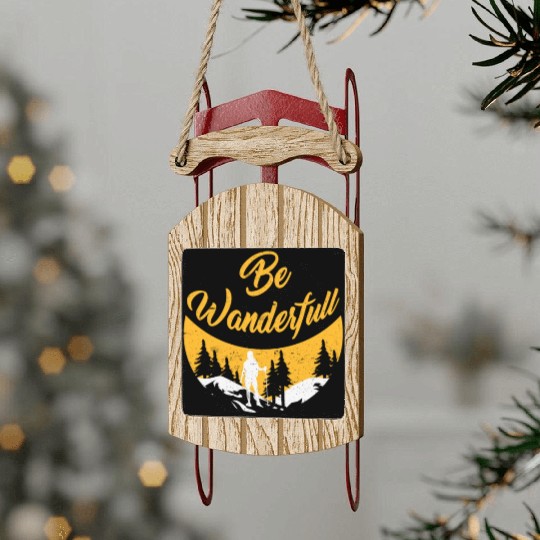 Wanderlust Be Wanderfull Mountain Fan Hiking Sled Ornaments