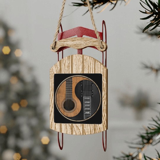Ying Yang Guitar ArTwork Sled Ornaments