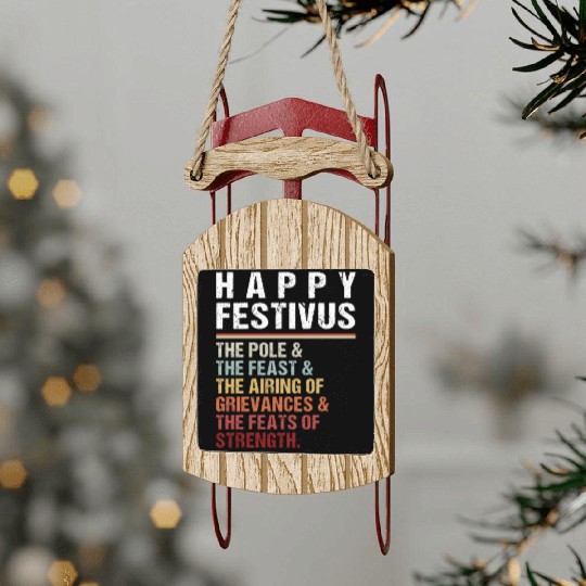 Happy Festivus Christmas Holiday Retro Vintage Sled Ornaments