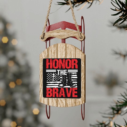 Soldier honor the brave military army veteran Sled Ornaments