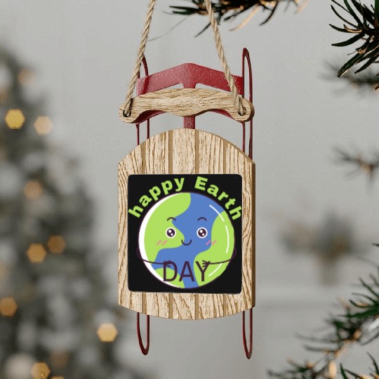 Happy Earth Day Sled Ornaments