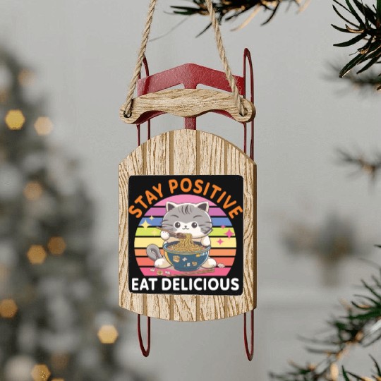 Stay positive Eat delicious Japanese Style Sled Ornaments
