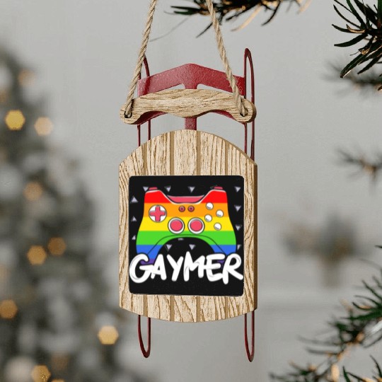 Gaymer Video Game Rainbow Pride Month LGBTQ Gay Sled Ornaments