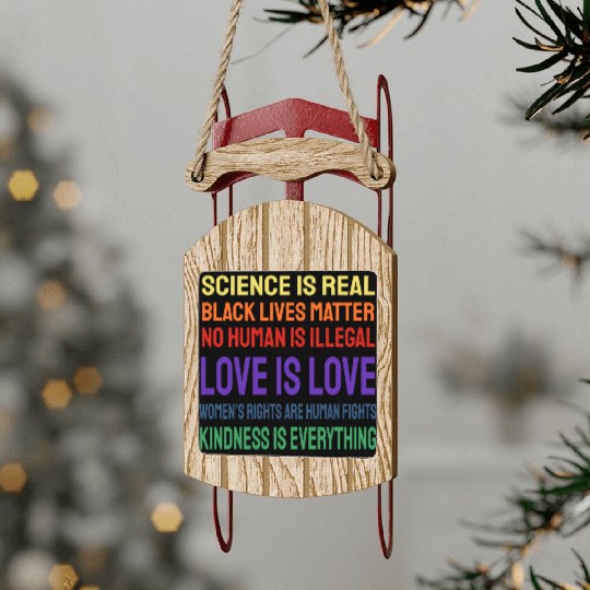 Science Is Real Black Lives Matter Sled Ornaments