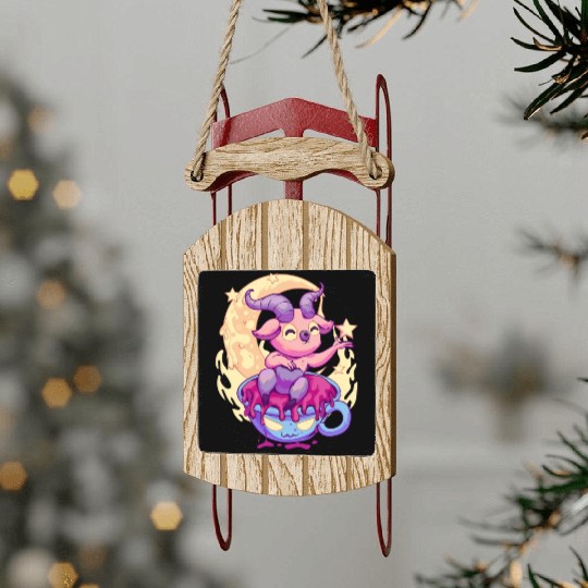 Pastel Goth Kawaii Baphomet Tea Sled Ornaments