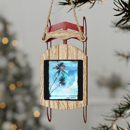 Artistic Key West Florida Palm Tree Vacation Sled Ornaments