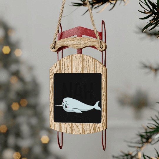 Procrastinating Narwhal Lover Aquatic Animals Sled Ornaments