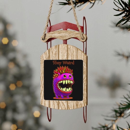 Stay Weird Monster Doodle Violet Sled Ornaments